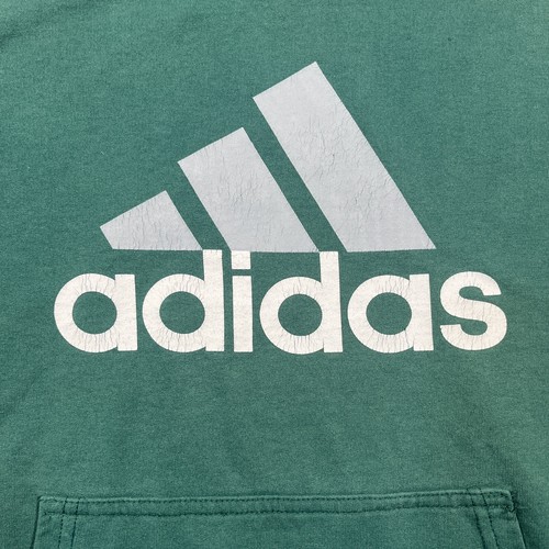 Y2K Adidas Hoodie Sweatshirt Youth Large 14/16 Green Vintage Faded Distressed - Picture 2 of 7