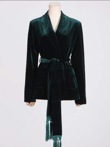 Damenmode Samt Schalkragen Gürtel Quaste Blazer Mantel Anzüge Top Jacke 7942 - Bild 2 von 10