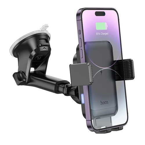 Hoco HW9 15W Fast Wireless Charger 2 in 1 DashBoard Car Holder - Black - Picture 6 of 6