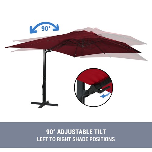 10*13ft Cantilever Umbrella with Bluetooth Lights Rectangular Outdoor Umbrella - Picture 16 of 166