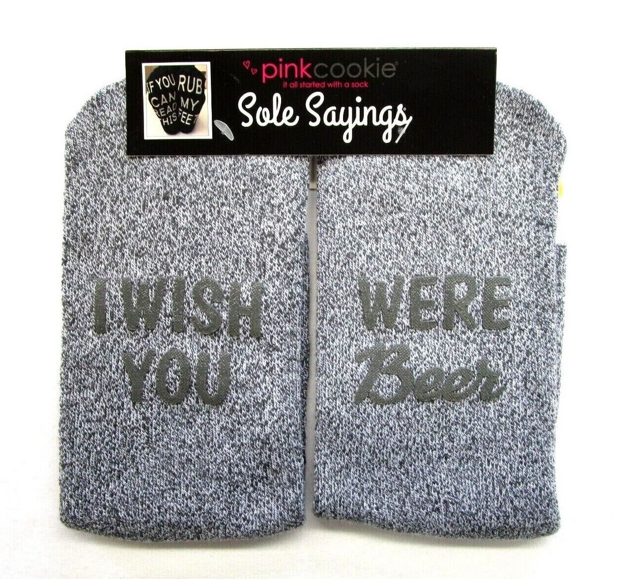 SAOLA Calze da equipaggio rosa biscotti sayings novità I Wish You Were birra donna M 4 10