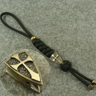 Hand weave Brass " Crusaders cross " Knife Lanyard Bead 550 Paracord Beads GH480