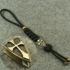 Hand weave Brass " Crusaders cross " Knife Lanyard Bead 550 Paracord Beads GH480