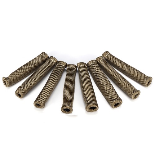 2500° Titanium SPARK PLUG WIRE BOOTS HEAT SHIELD PROTECTOR SLEEVE SBC BBC 350 US - Picture 6 of 9
