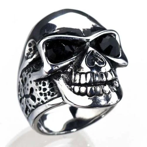 Anello A Forma Di Teschio In Acciaio Inossidabile 304, Gioielli Punk Di Halloween Per Uomo Donna Elettroforesi Nera