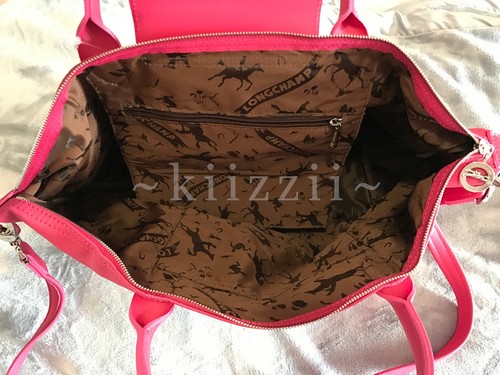 NEUF avec économies sac à poussière Longchamp Le Pliage cuir fourre-tout rose moyen sac à main pliable