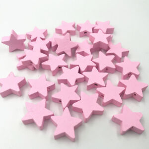 Pink Star shape Wood Beads Spacer Bead Baby Pacifier Clip Jewelry Making DIY Pink Star shape Wood Beads Spacer Bead Baby Pacifier Clip Jewelry Making DIY