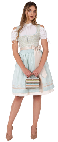 Krüger Collections Dirndl Pistachio 60 cm Pistazie Rose Hahnentritt ecru, Gr. 36 - Bild 1 von 5