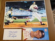 STAN MUSIAL SIGNED Amore Print, HOF BROCHURE & INDEX Card with Moore, Slaughter