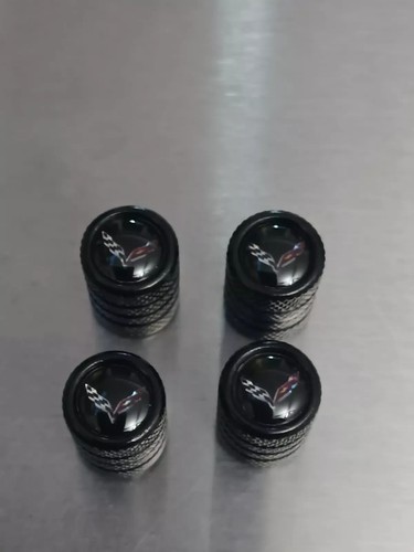 4PCS Metal Car Tire Valve Caps Valve Stem Cover Compatible with Corvette Black 3 - Picture 10 of 13