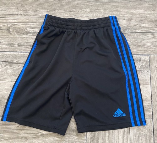 Adidas Gym Athletic shorts Size Medium 10-12 Black with Blue stripe