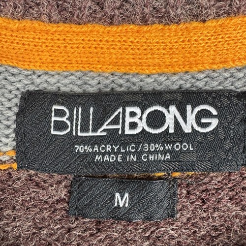 Vintage Billabong Sweater Men's Medium Striped Wool Blend Long Sleeve Skate Y2K - Picture 2 of 8