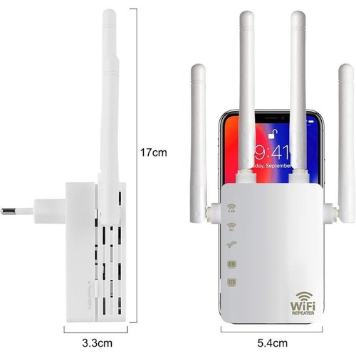AMPLIFICATORE DI SEGNALE WiFi 1200 Mbps LUNGO RAGGIO ETHERNET E WPS - Foto 3 di 5