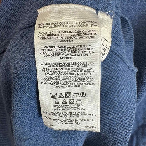 Brooks Brothers 346 100% Pima Cotton Academia Preppy Sweater Men’s L Blue - Picture 6 of 7