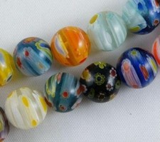 10pcs Millefiori Glass Round Mixed Spacer Beads 16mm P106