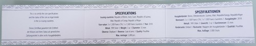 MDS AFRICA UNITED 6 LÄNDER = 1 MÜNZE 2018 PROOFLIKE "ELEPHANT", 3 UNZEN SILBER - Bild 4 von 5