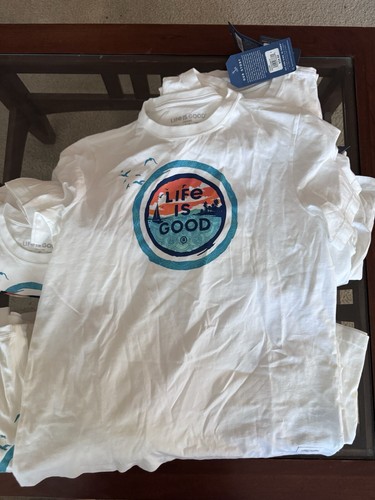 Life Is Good T Shirt Ladies Mens Medium Graphic NWT M White Short Sleeve SS