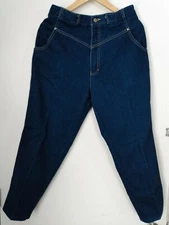 PS Gitano Navy Blue Womens Jeans 14 Short Double drop yoke 1980's Vintage