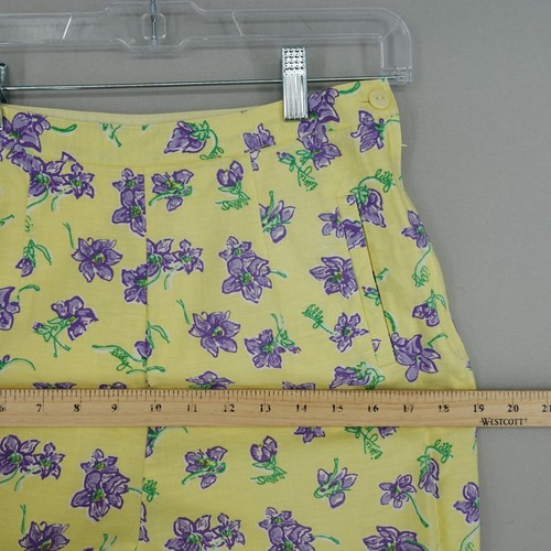 VTG Lilly Pulitzer Pants Size 6 Yellow Purple Floral Print Linen Blend High Rise - Picture 6 of 16