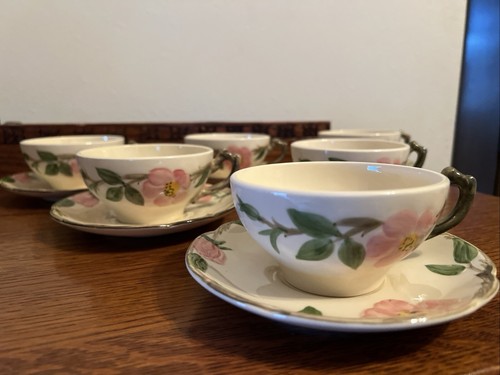 VTG Set/ 6 Franciscan Desert Rose Tea/Coffee Cups & Saucers Made in USA CA 1949 - Picture 2 of 15