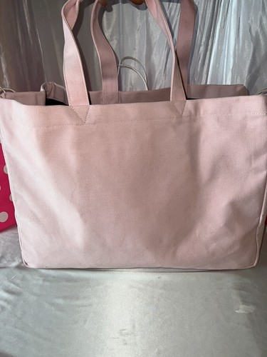 Victorias Secret LOVE Canvas Tote SO BIG Sequin Logo - Picture 3 of 4