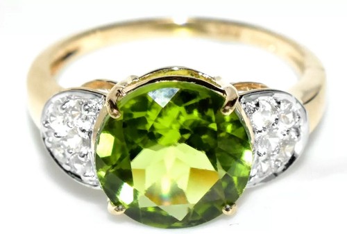 Peridot Gold Ring 9ct 2.90g Huge 10mm Pakistan Peridot Gem N/7 UK Hallmarks - Picture 13 of 16
