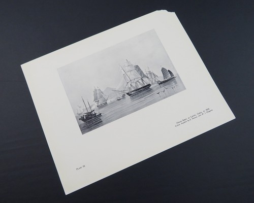 OPIUM SHIPS in China Tall Sailing Ship, 1925 vintage nautical print - Picture 2 of 3