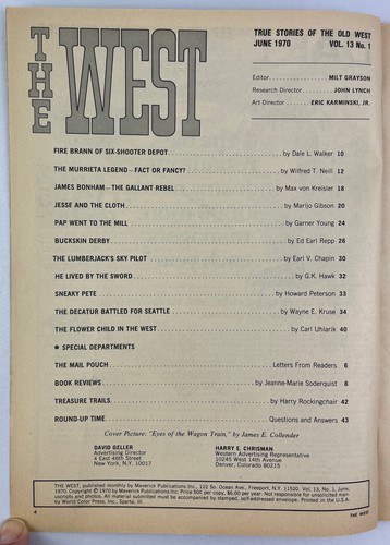 The West Magazine, Complete Vol 13, 1970, Vintage Western History, Lot of 6 - Picture 5 of 24