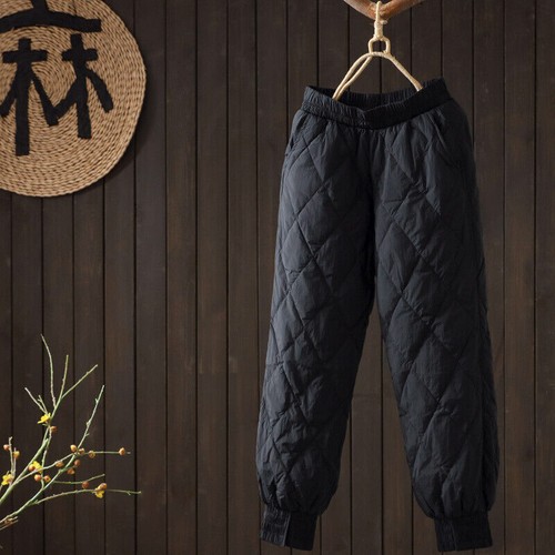 Womens Loose Lightweight Down Puffer Pants High Waist Winter Warm Long Trousers - Bild 5 von 25
