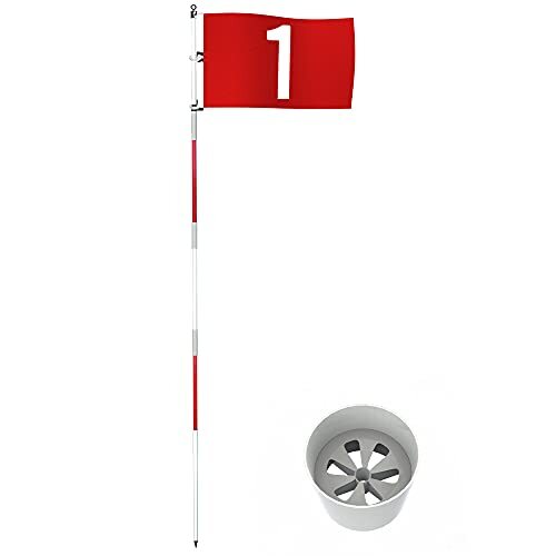 Golf Flagstick 6ft Golf Flag and Cup for Yard Pro Detachable Golf Hole Cup an...