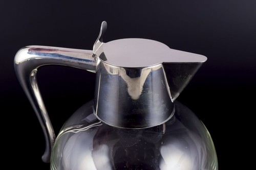 Anton Michelsen. Clear glass water carafe with sterling silver mounting. - Picture 5 of 9