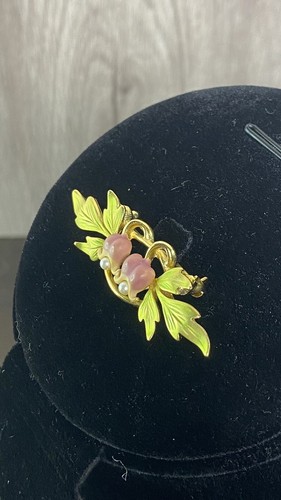 Spilla vintage Joan Rivers cuore sanguinante fiore finta perla firmata - Foto 5 di 14