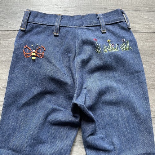 Vintage 70s Jeans Blue Denim Flare Bell Bottom Womens Size 10 JCPenney Patches - Picture 8 of 17