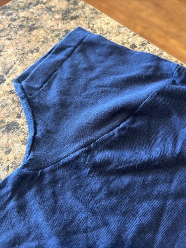 Vintage 70s 5050 Pocket T-Shirt. L 14-16 Navy BlueShort Sleeve Blank Tee. - Picture 3 of 5