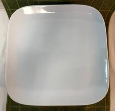 Lot of Twelve (12) Over & Back SONATA White Porcelain Dinner Plates 11" Square