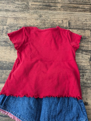 Falda y camisa de mezclilla azul vintage OshKosh B'gosh niñas pequeñas 24 Mos bandera - Imagen 11 de 13