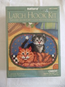 Cuddly-Kittens-20-034-x-27-034-Latch-Hook-Kit-Caron-Natura-Art-R703-Factory-Sealed