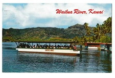Gracie III Smith's Boat WAILUA RIVER Fern Grotto Kauai Hawaii HI Postcard 1970