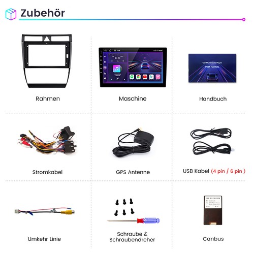 Für Audi A6 4B2 4B5 C5 1997-2005 Carplay Android13 Autoradio GPS NAVI BT FM DAB+ - Bild 13 von 13