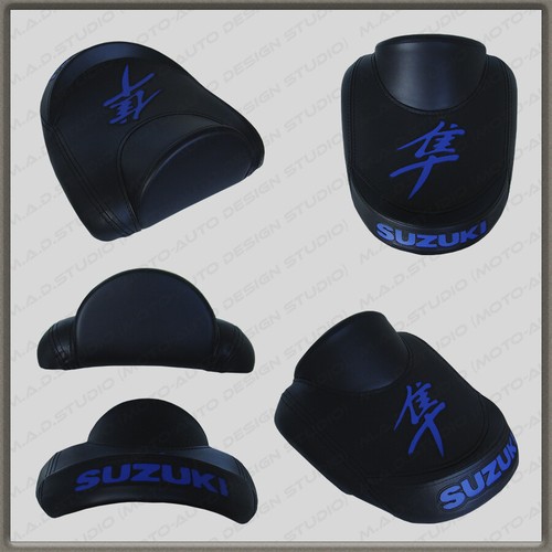 Unique Custom Seat COVER Suzuki Hayabusa 99-07 (1 Gen) Black+Blue (3pillow) - Picture 7 of 12