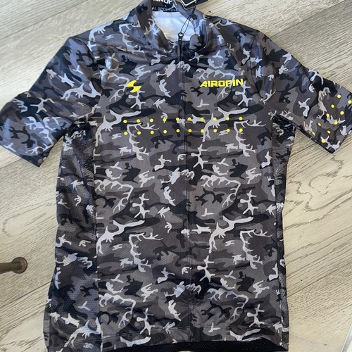 mens airofin short sleeve cycling jersey camo black grey Full Zip Summer - Picture 2 of 9