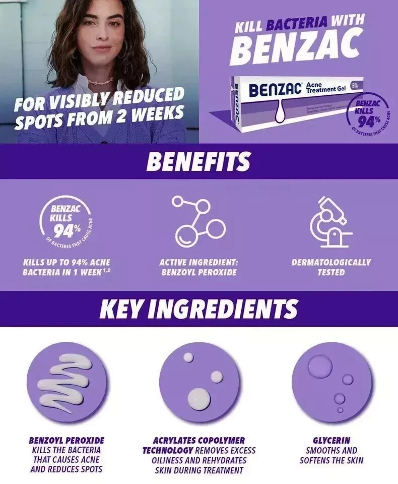 Galderma Benzac AC 5% Peróxido de Benzoilo Gel Acné Espinilla 15g (X 10) Foto 4 de 4