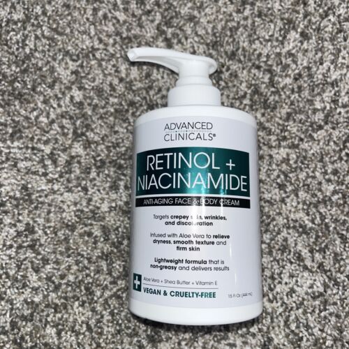 ADVANCED CLINICALS ~ RETINOL + NIACINAMIDE Anti-Aging FACE BODY & CREAM 444ml