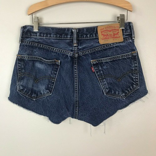 DIY Levi Strauss Jean Shorts Cutoff Distressed Dark Wash Denim Size 8 / 29 - Picture 4 of 6