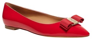 525-Size-11-Salvatore-Ferragamo-Emy-Pamplona-Red-Leather-Bow-Ballet-Flat-Shoes