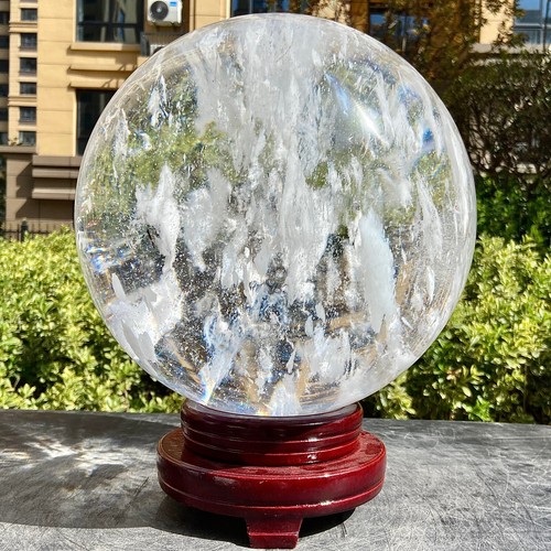 36.55LB Polished white transparent crystal ball - a collector's treasure - Imagen 10 de 18