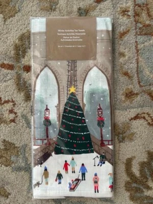 S/2 West Elm Winter Activities Tea Towels