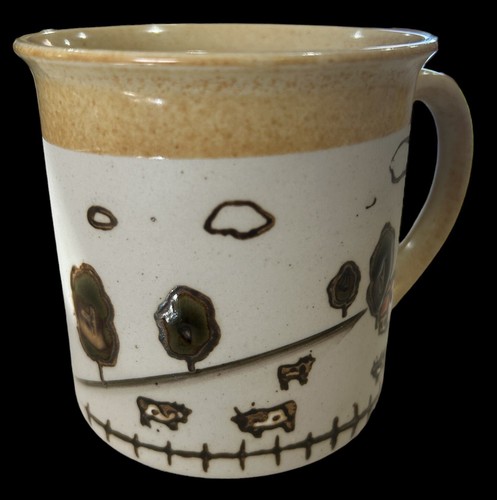 VINTAGE FARMHOUSE STONEWARE BOHO COTTAGECORE COFFEE CUP - Picture 4 of 7