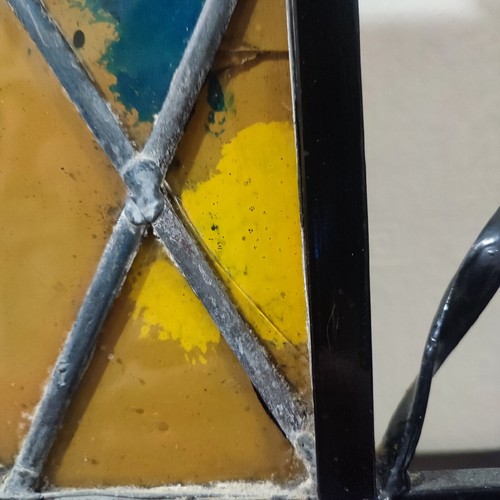 Decorative Wrought Iron Leaded Glass Fire Screen - Picture 6 of 9