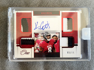 2021 Panini One Kyle Pitts Square One RPA Red Quad Patch Auto RC /15 Falcons